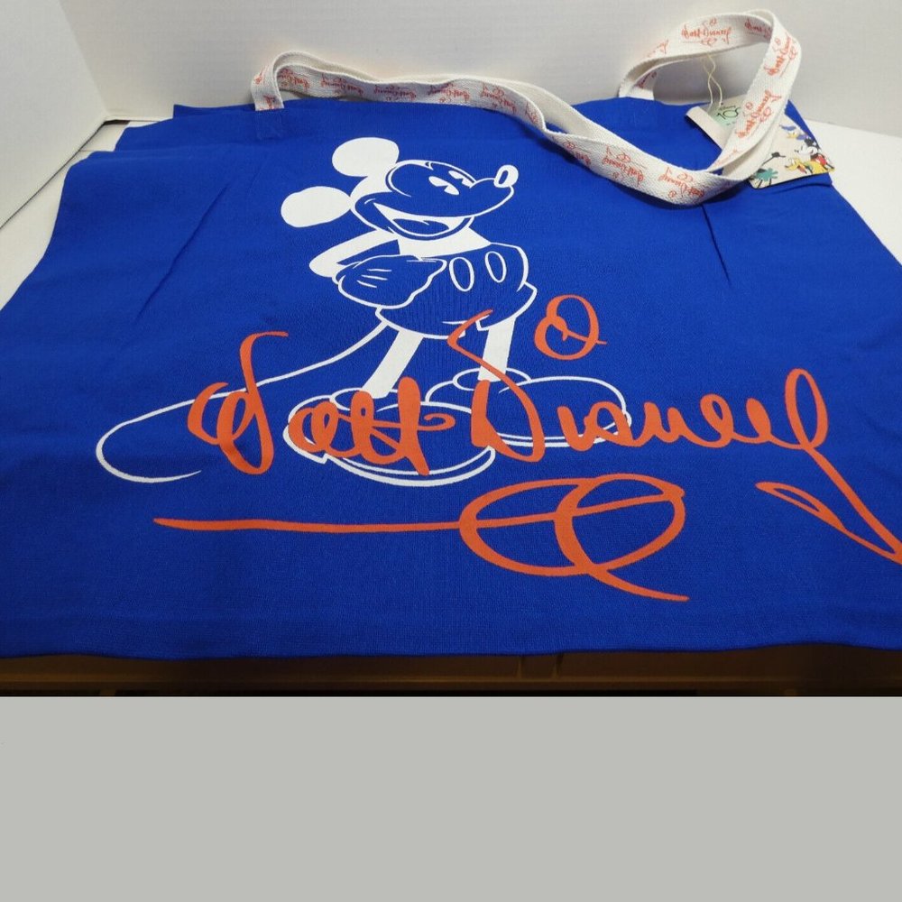 Disney Mickey Mouse Large Blue Tote Bag Reusable Shopping Grocery 21x16x6 NWT